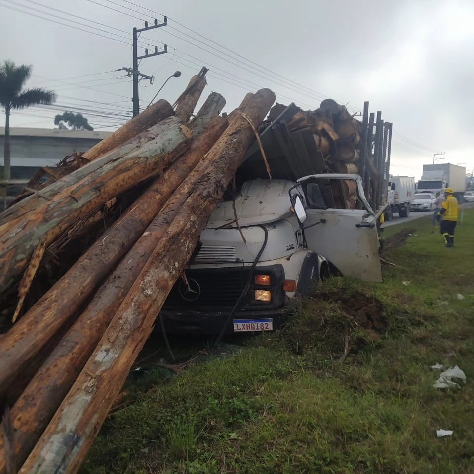 SOLTAS – Motorista morre esmagado por toras de madeiras durante frenagem brusca