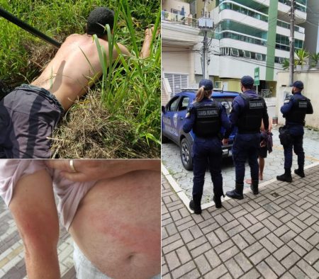 VÍDEO – Desconhecido armado com faca surta e ataca dois homens em Santa Catarina