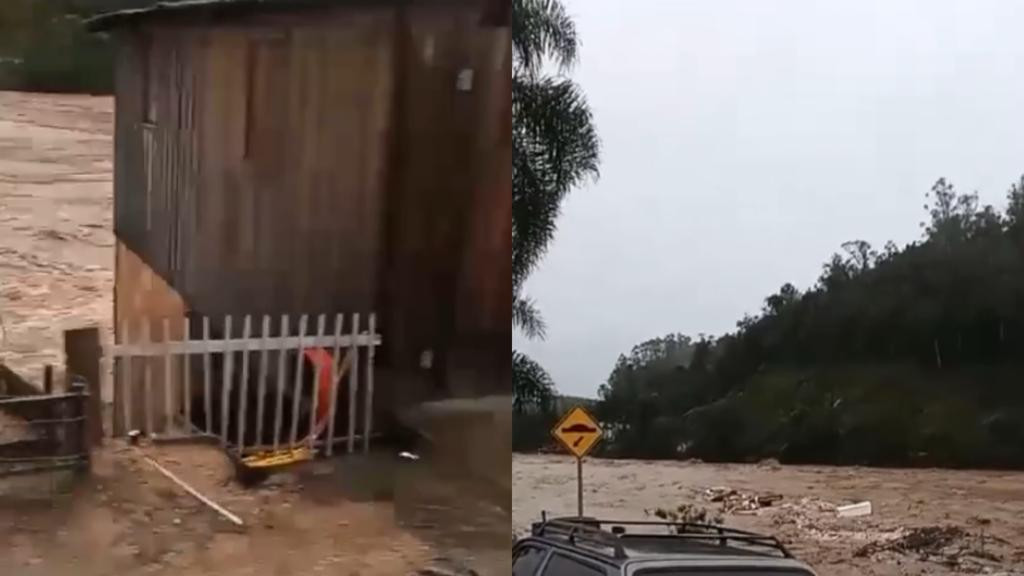 URGENTE: Vídeo mostra casa sendo arrastada pela forte correnteza em Santa Catarina