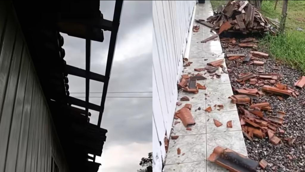 Tempestade e rajadas de vento causam estragos em mais uma cidade catarinense