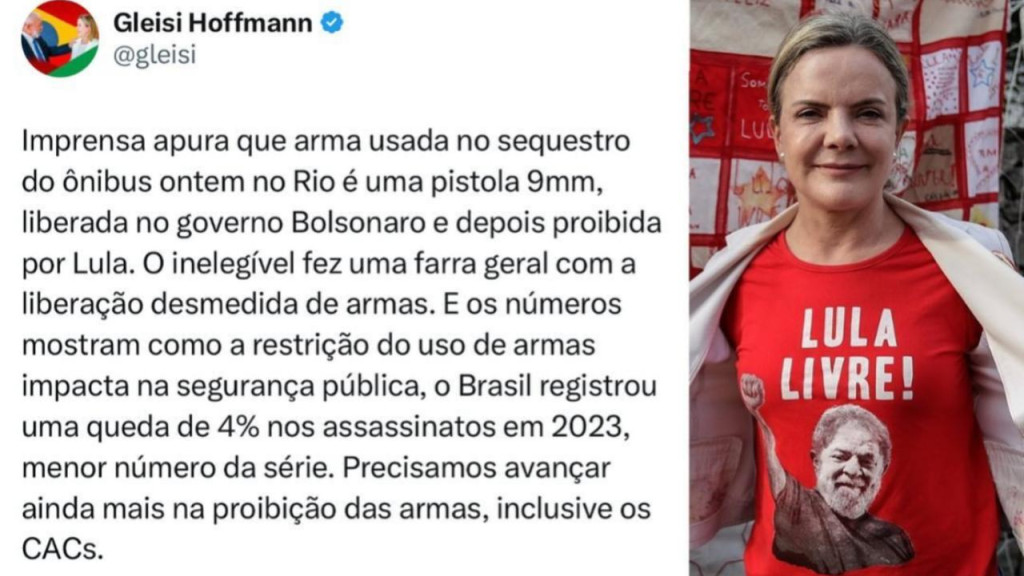 Presidente do PT quer desarmar toda população civil e acabar com clubes de tiro no Brasil