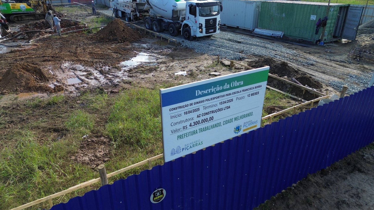 Piçarras avança na construção do ginásio da Escola Francisca Borba