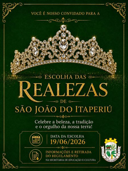 Inscrições para a escolha da Realeza de São João do Itaperiú 2026 estão abertas